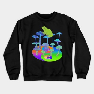 Frog Mushroom Yin Yang Psychedelic Tie Dye Crewneck Sweatshirt